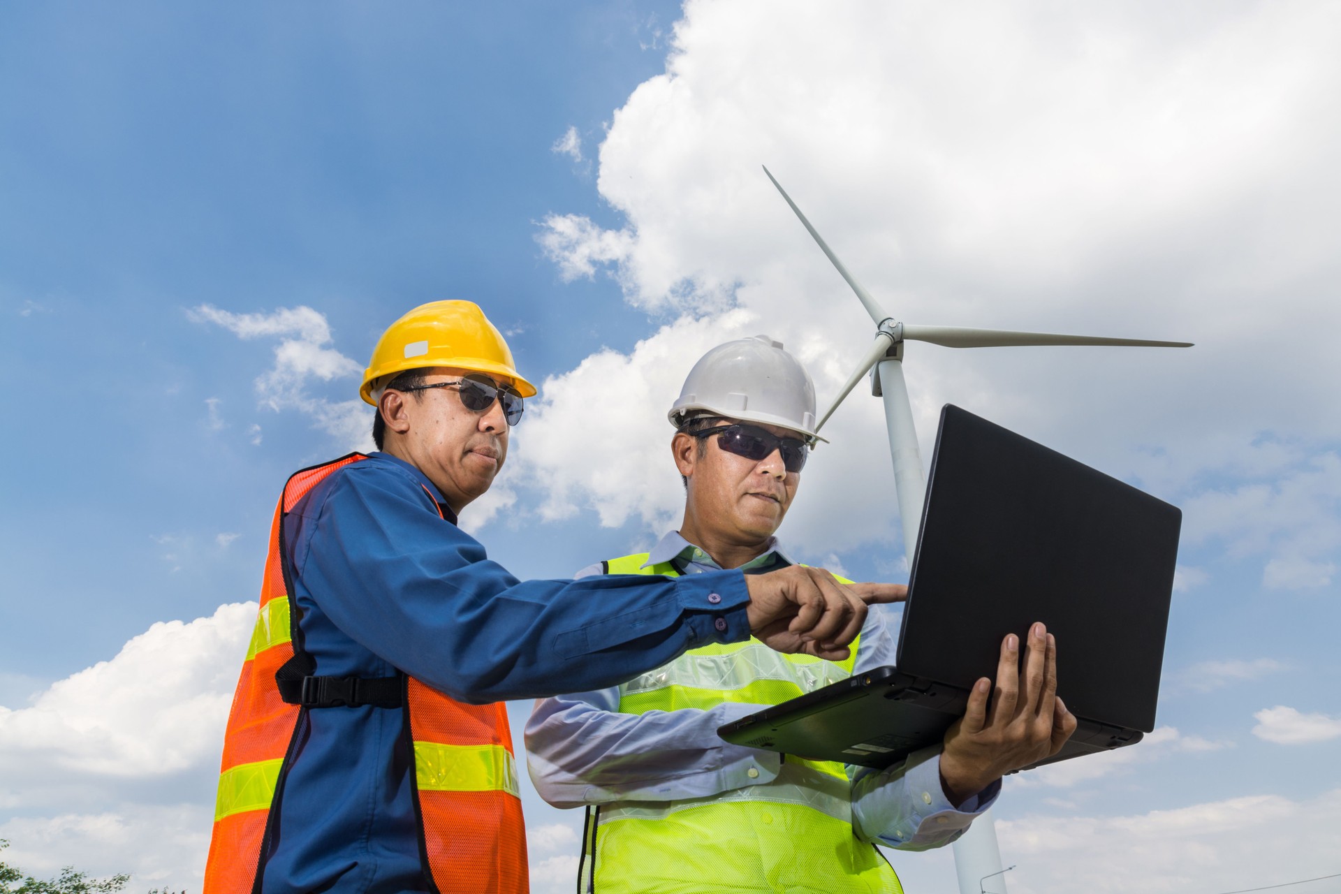 , Male Architect and Engineer use Laptop computer